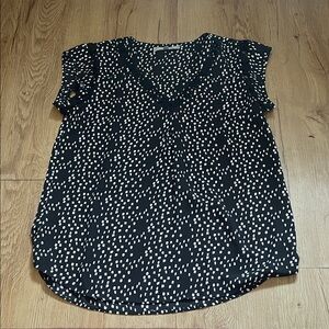 Daniel Rainn Black Blouse with White Dots